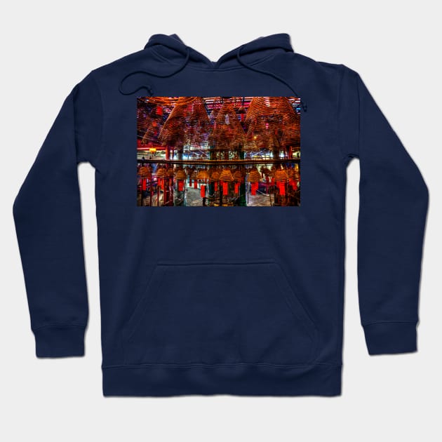 Man Mo Temple Incense Coils And Prayers Hoodie by tommysphotos